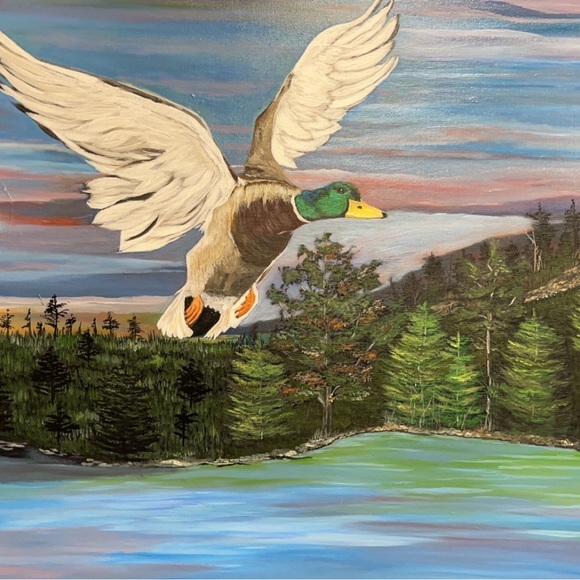 Original paintings mallard duck in flight by Leah Smith - Picture 4 of 4